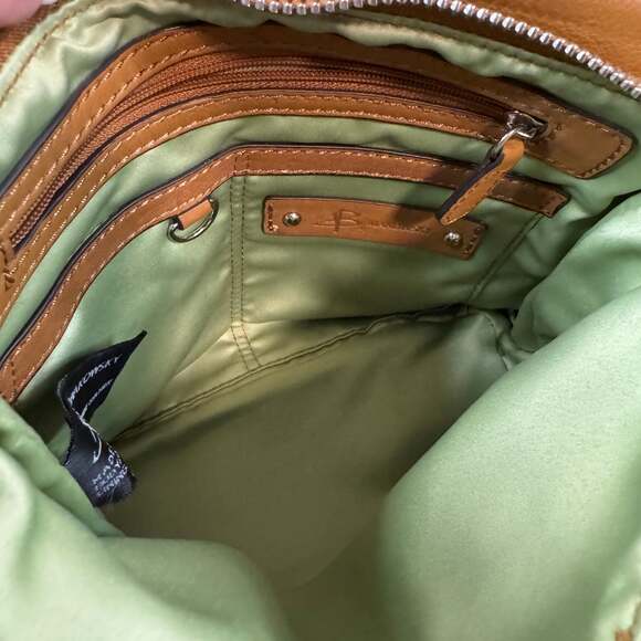 B. Makowsky Camel Brown Studded Leather Crossbody Bag, like new - Picture 8 of 13